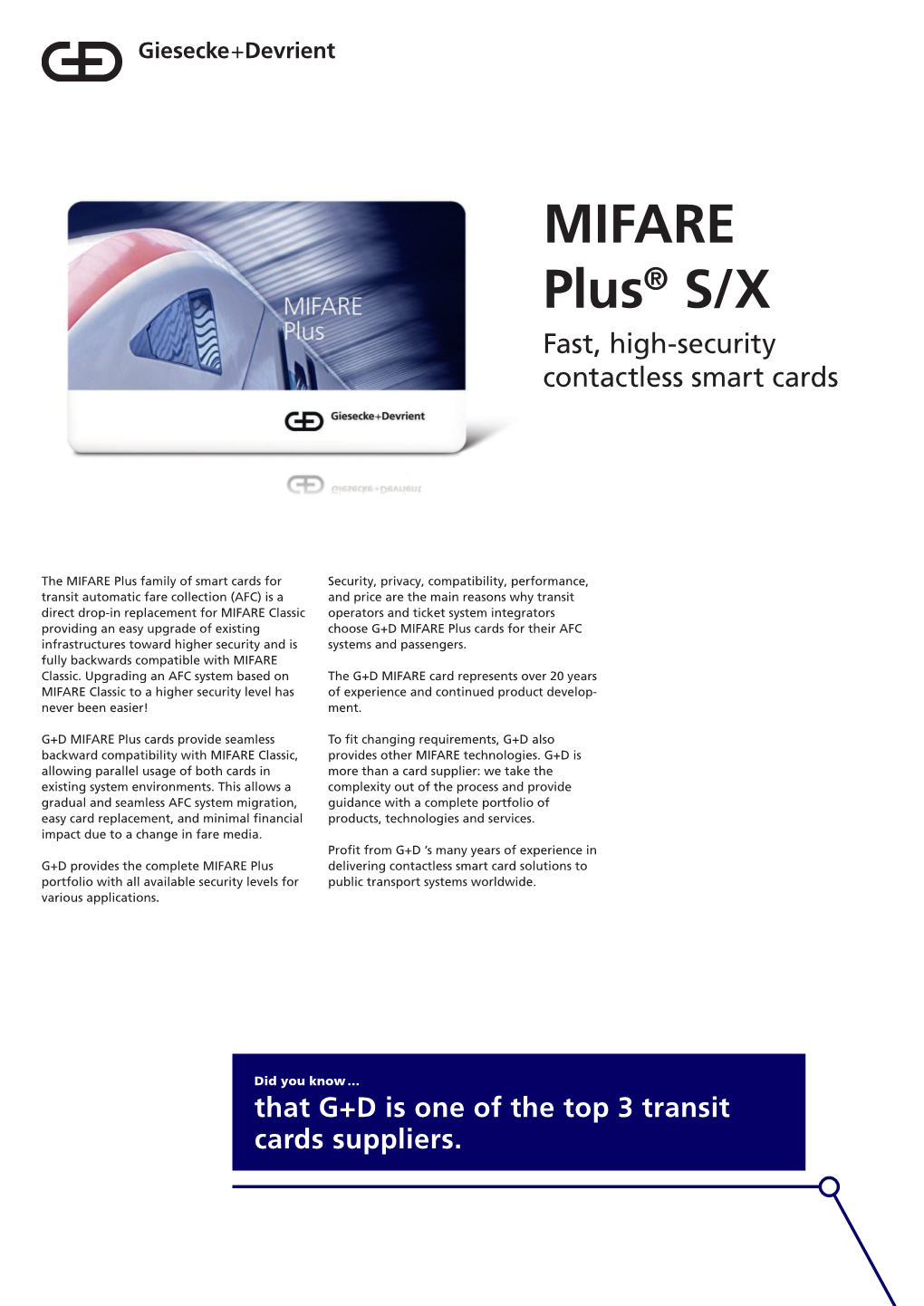 MIFARE Plus® S/X Fast, High-Security Contactless Smart Cards