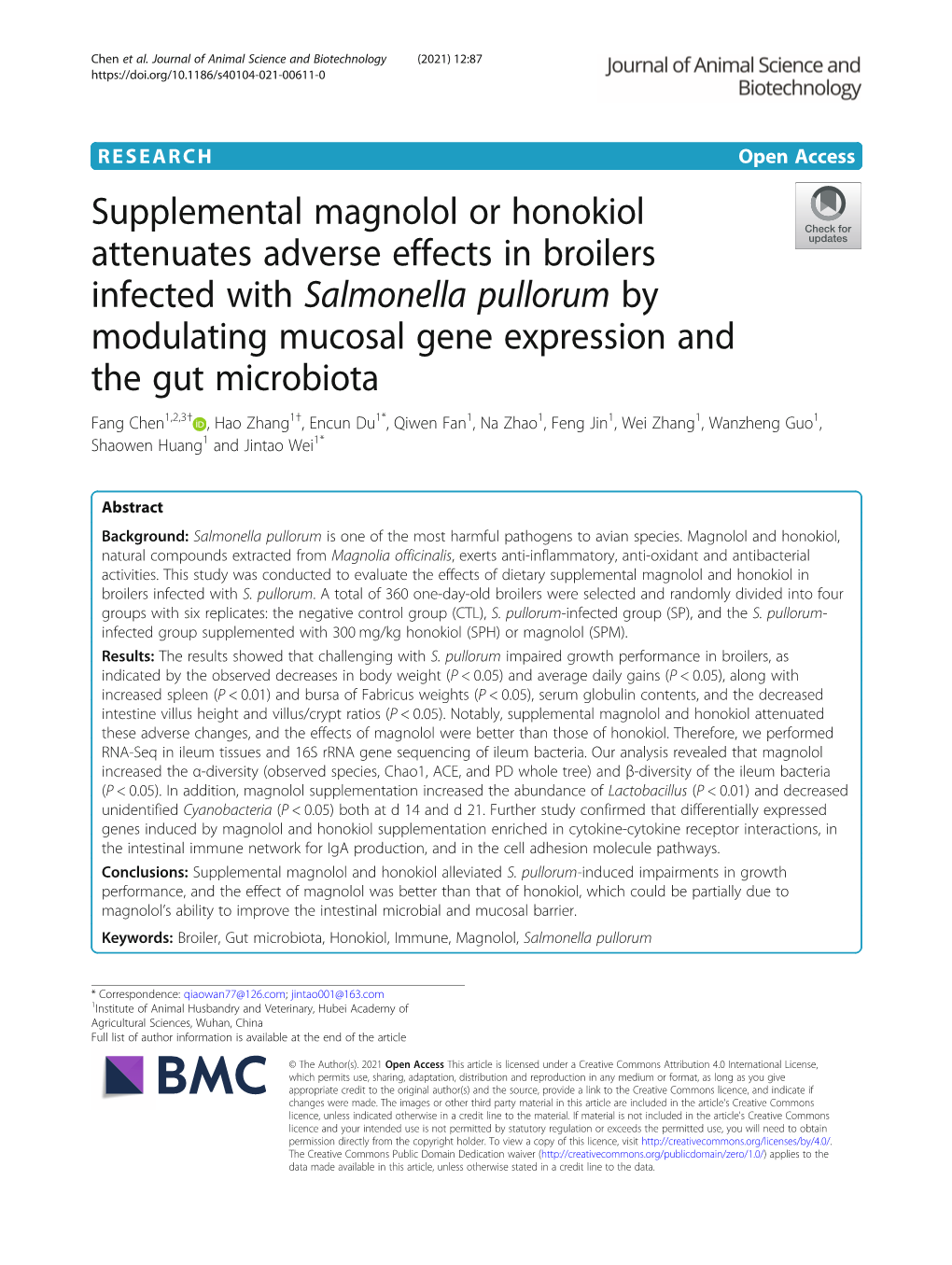 Supplemental Magnolol Or Honokiol Attenuates Adverse Effects In