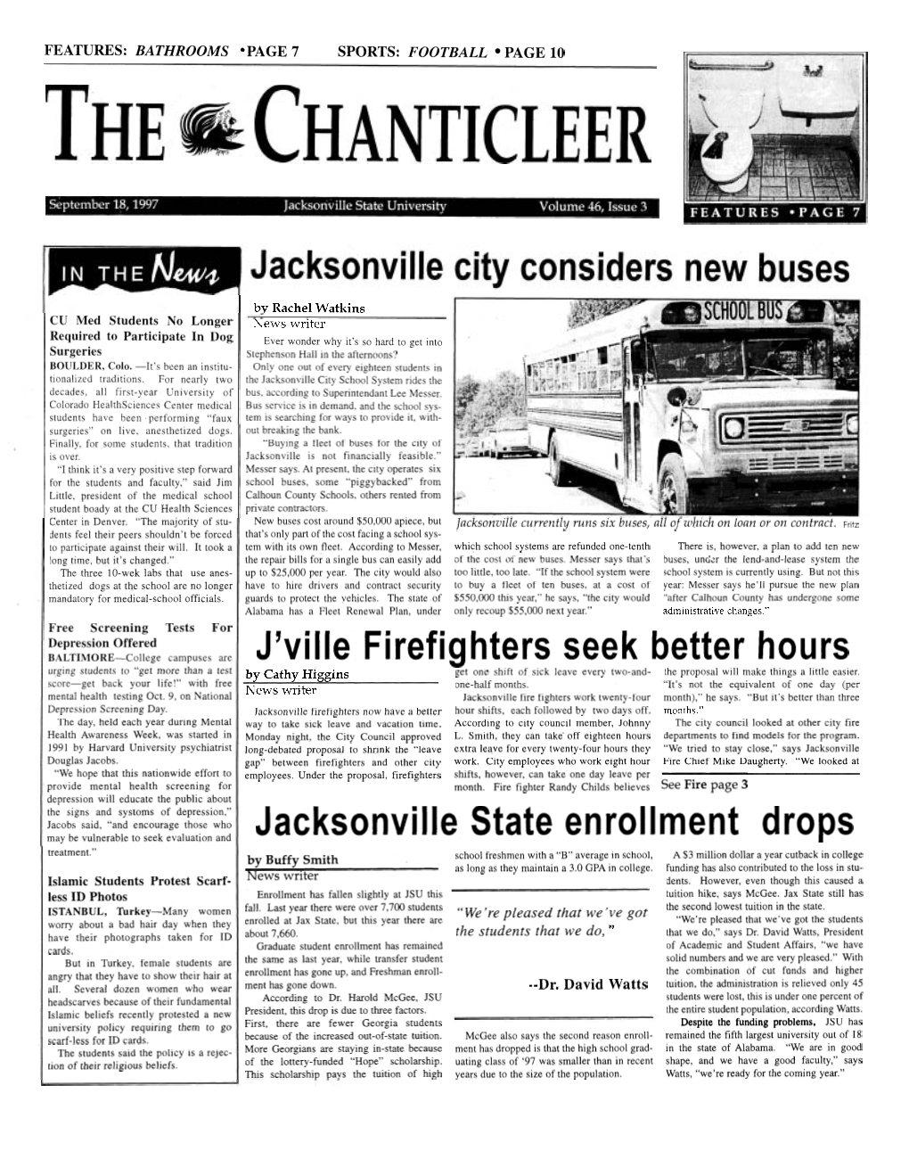 J'ville Firefighters Seek Better Hours Jacksonville State Enrollment Drops