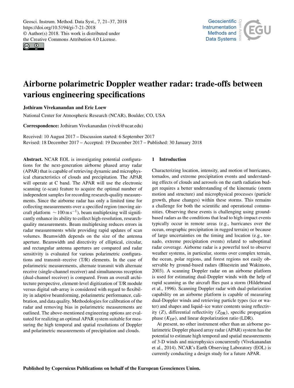 Airborne Polarimetric Doppler Weather Radar: Trade-Offs Between Various Engineering Speciﬁcations