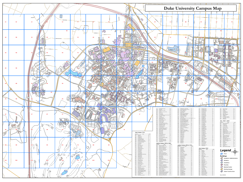 Duke University Campus Map S D U T G