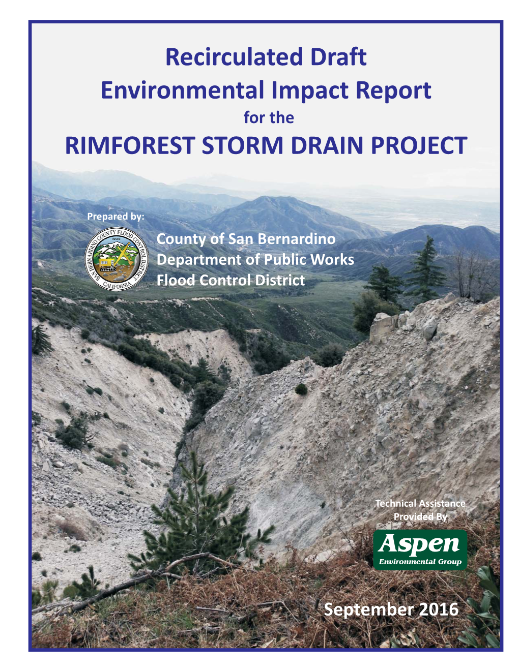 Recirculated Draft Environmental Impact Report RIMFOREST STORM