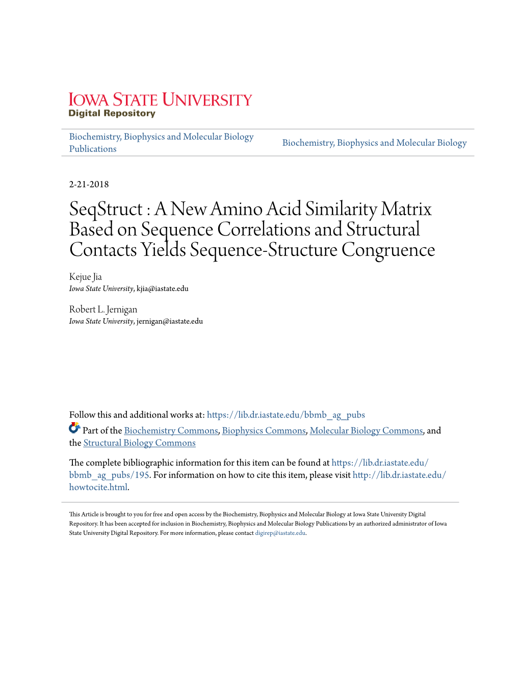 A New Amino Acid Similarity Matrix Based on Sequence Correlations