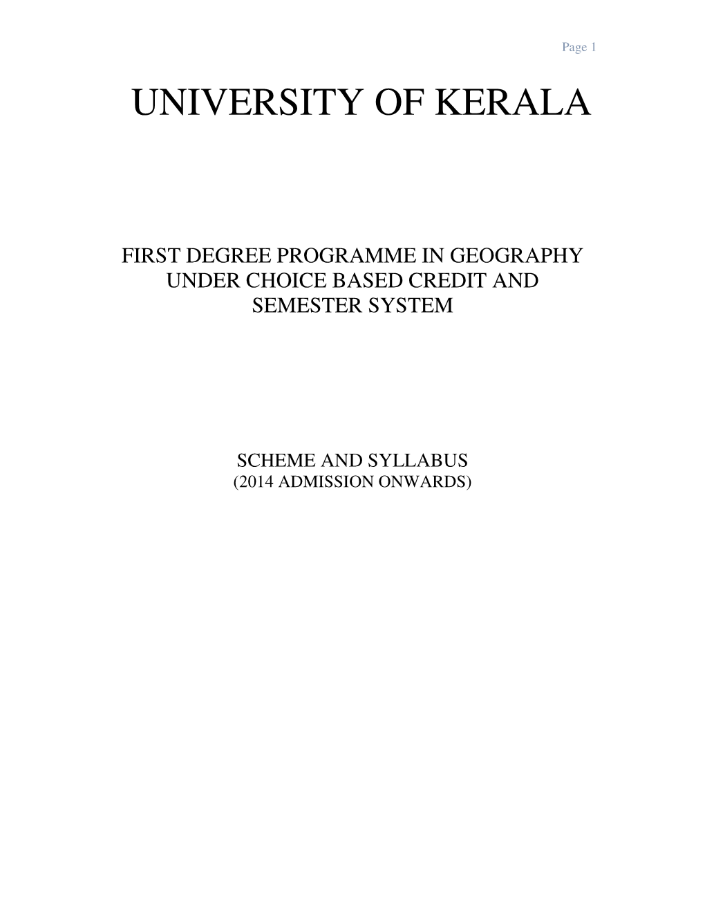 Geography Under Choice Based Credit and Semester System