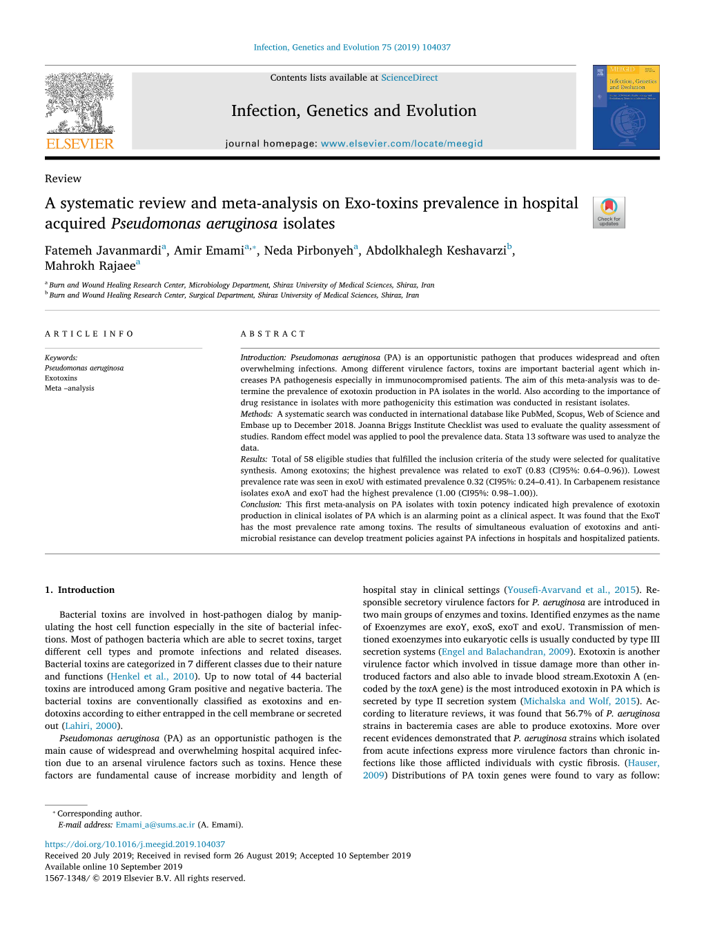 A Systematic Review and Meta-Analysis on Exo-Toxins