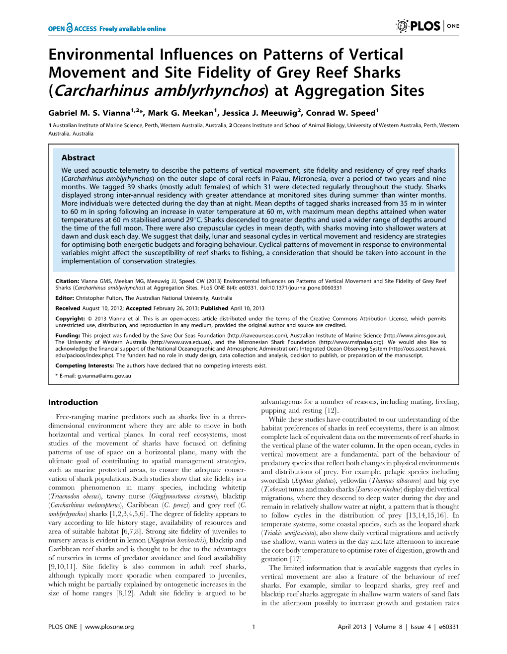 (Carcharhinus Amblyrhynchos) at Aggregation Sites