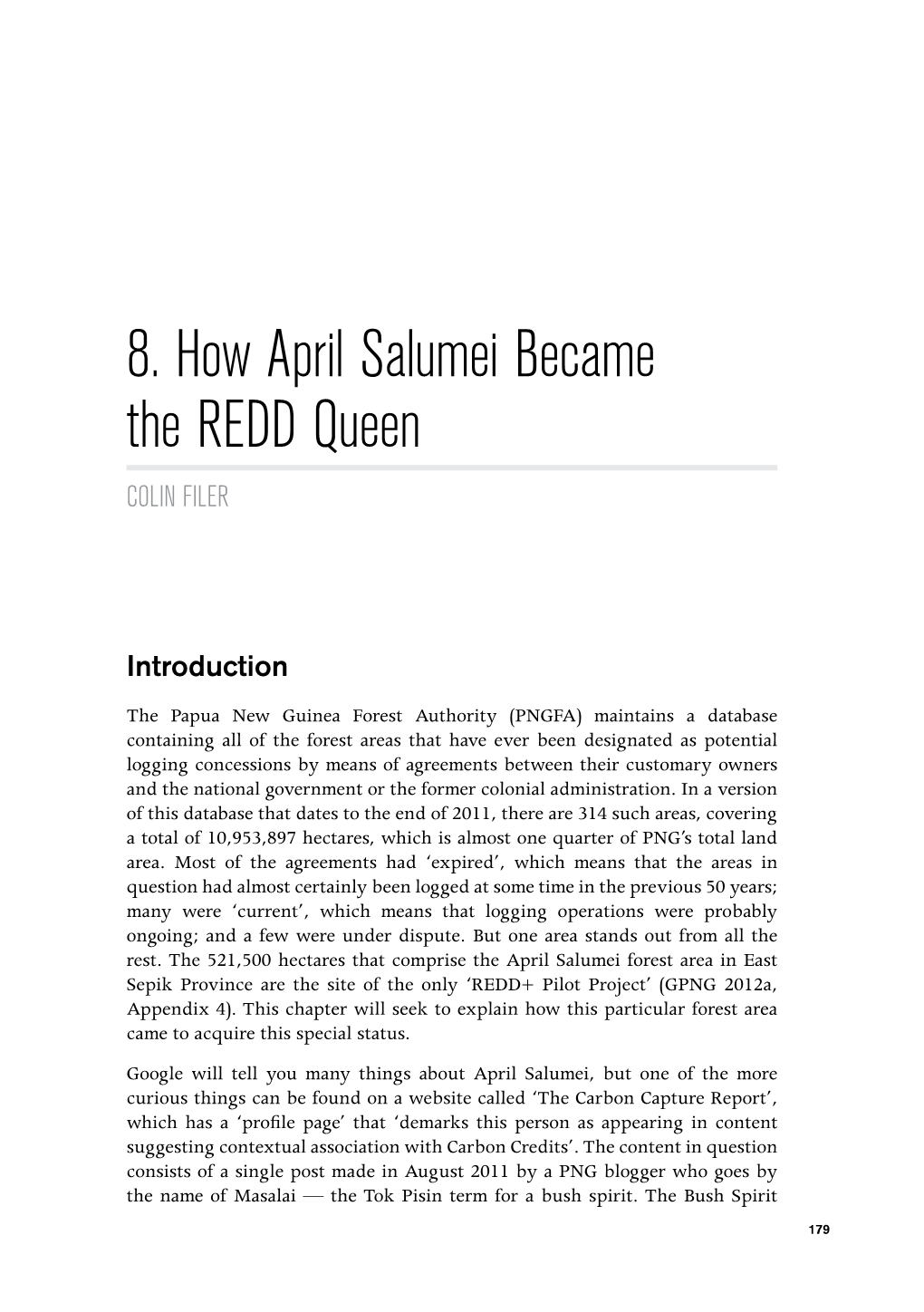 8. How April Salumei Became the REDD Queen COLIN FILER