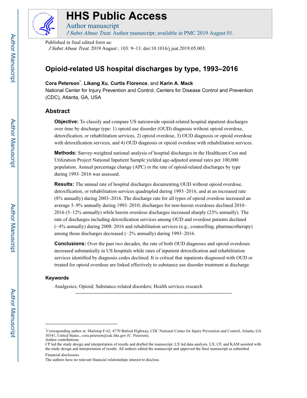 Opioid-Related US Hospital Discharges by Type, 1993–2016