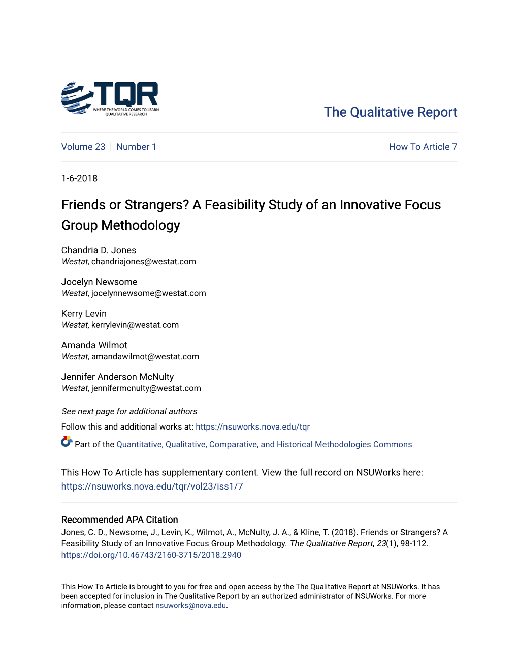 A Feasibility Study of an Innovative Focus Group Methodology