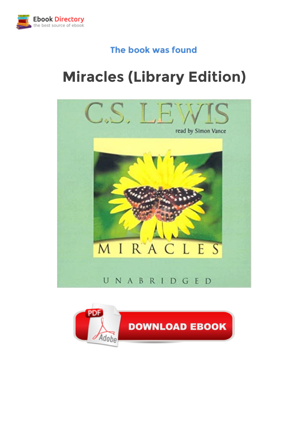 Free Ebook Library Miracles (Library Edition)