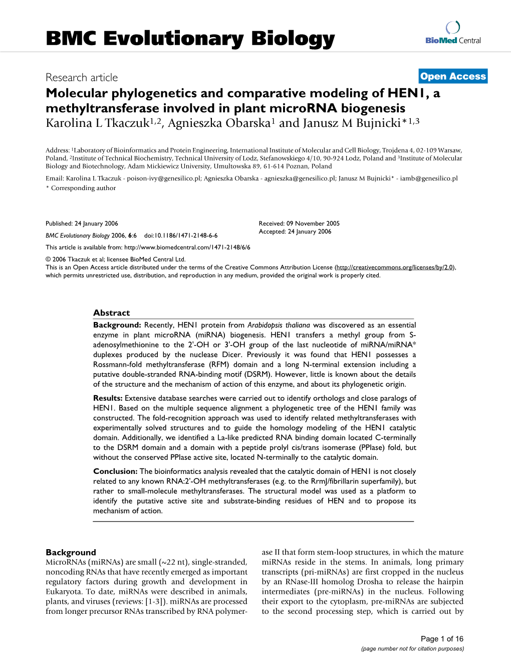 BMC Evolutionary Biology Biomed Central