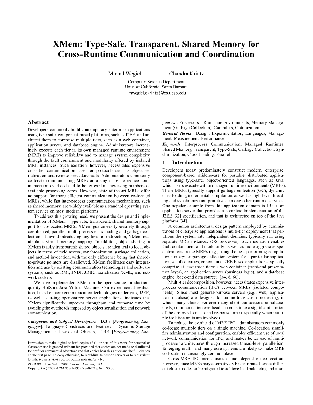 Xmem: Type-Safe, Transparent, Shared Memory for Cross-Runtime Communication and Coordination