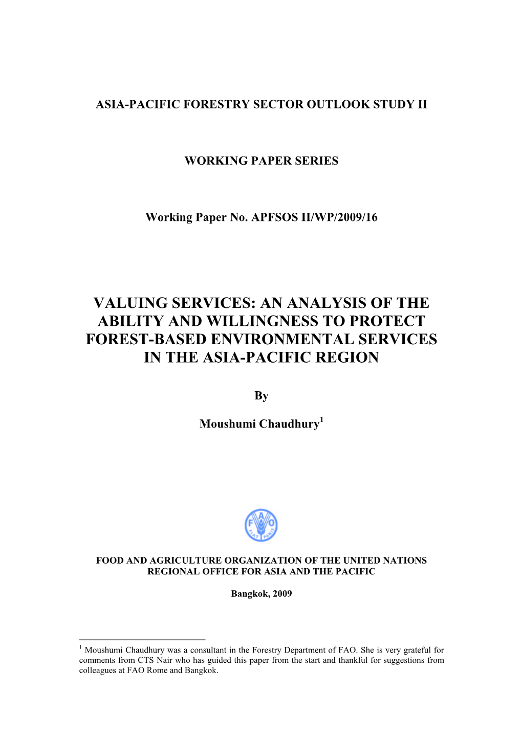 An Analysis of the Ability and Willingness to Protect Forest-Based Environmental Services in the Asia-Pacific Region