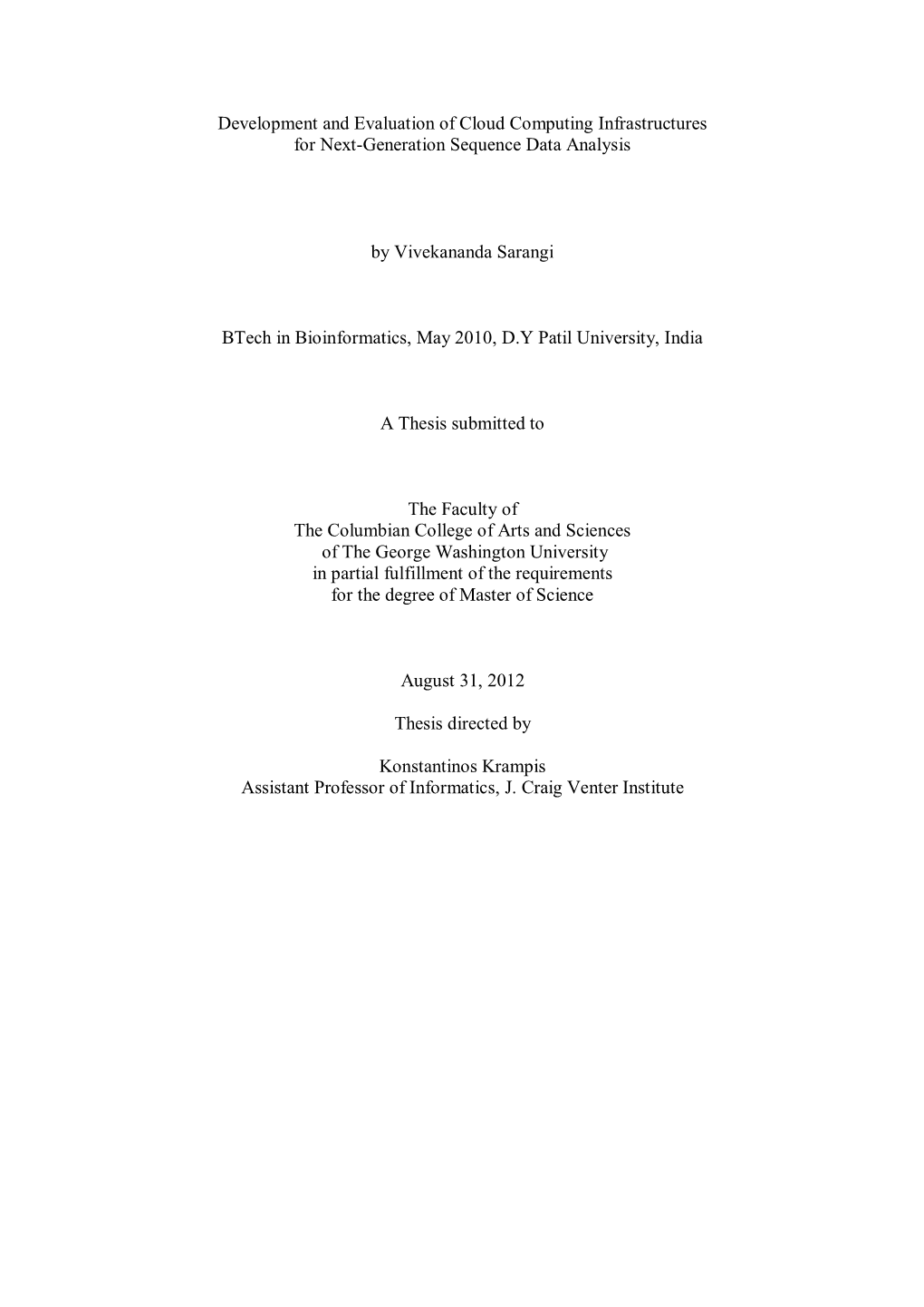 Development and Evaluation of Cloud Computing Infrastructures for Next-Generation Sequence Data Analysis