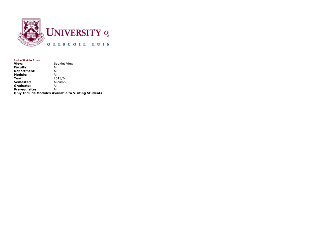 Book of Modules Export / View: / Booklet View Faculty: / All Department: / All Module