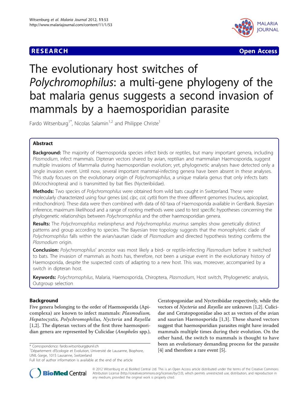 The Evolutionary Host Switches of Polychromophilus: a Multi-Gene