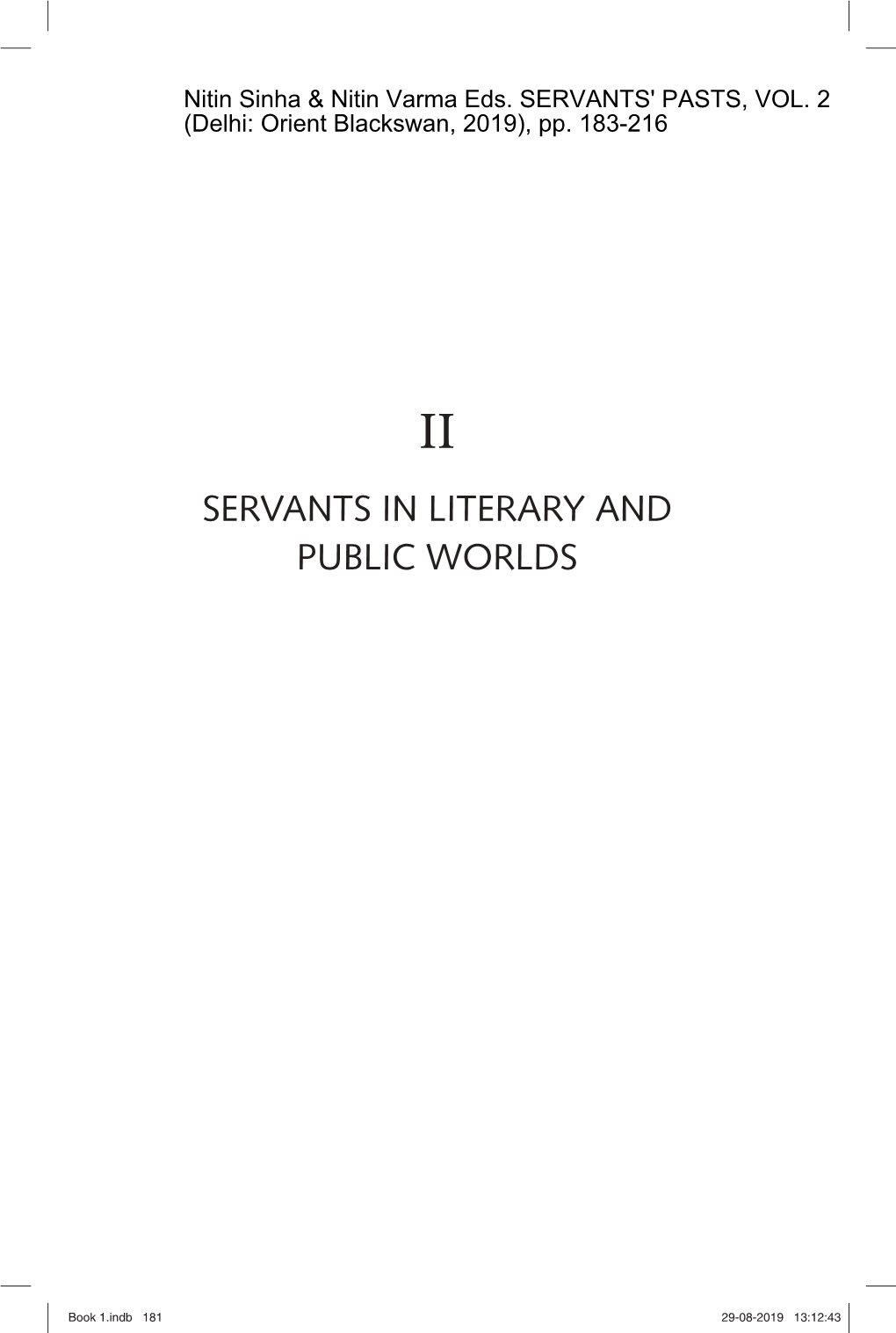 Servants in Literary and Public Worlds