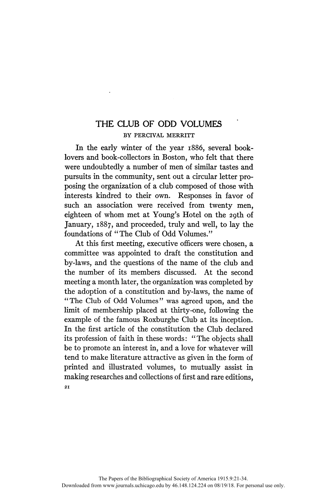 The Club of Odd Volumes