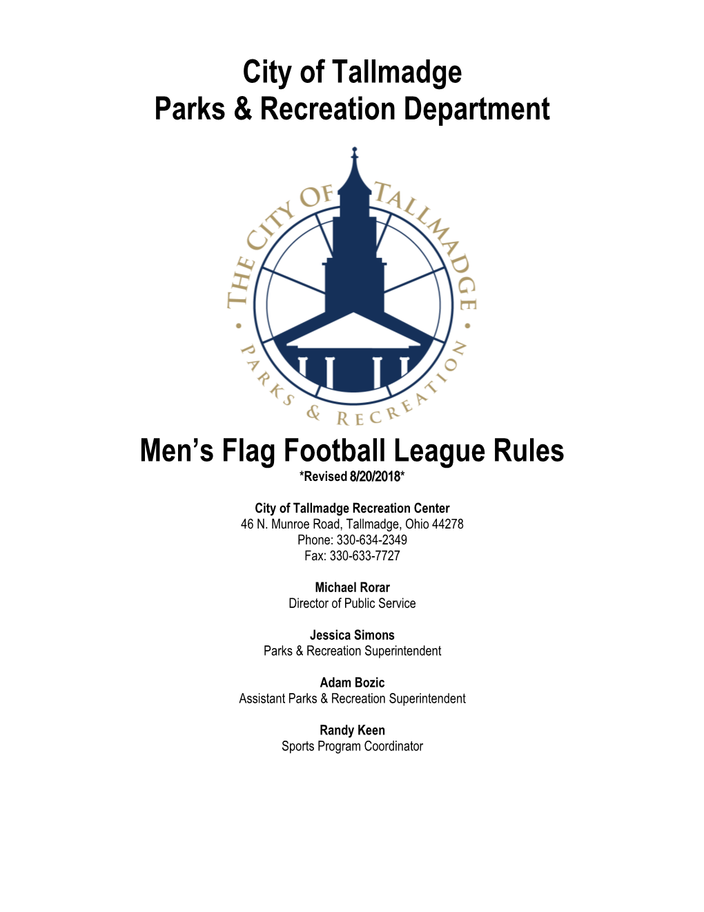 League Rules *Revised 8/20/2018*