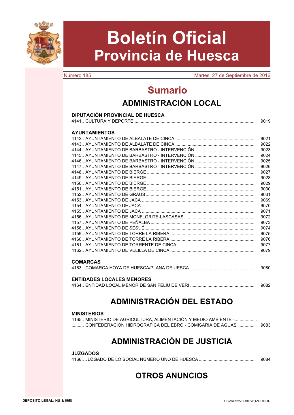 Boletín Oficial Provincia De Huesca