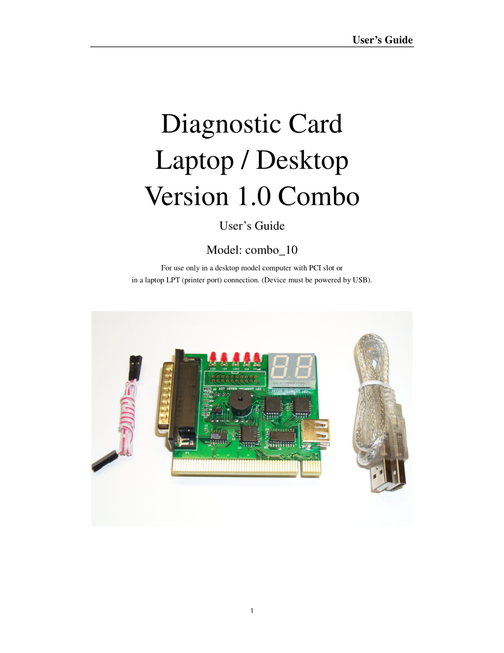 Diagnostic Card Laptop / Desktop Version 1.0 Combo