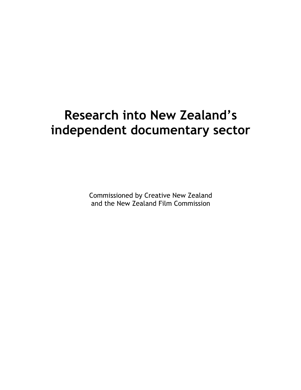 Research Into New Zealand's Independent Documentary Sector
