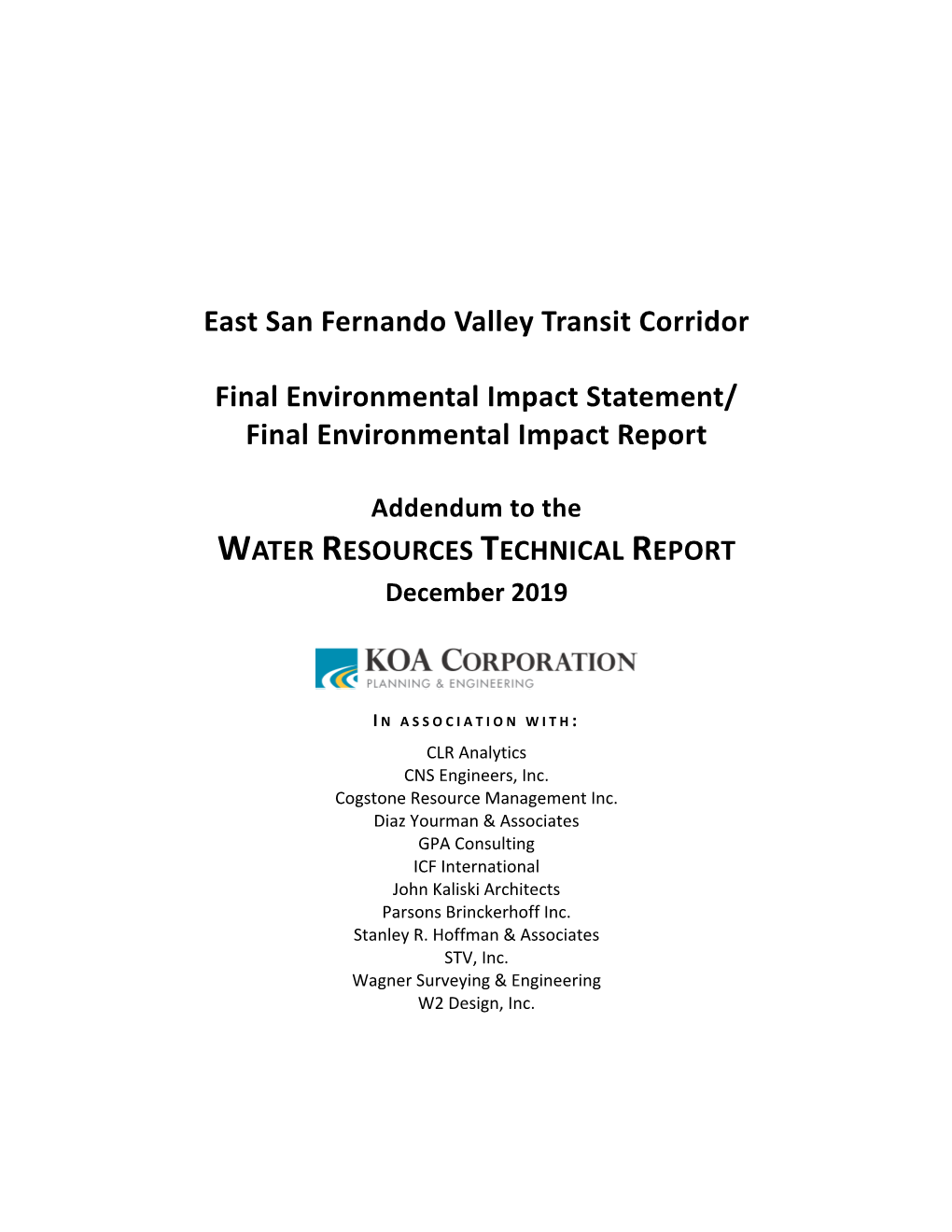 East San Fernando Valley Transit Corridor Project Final