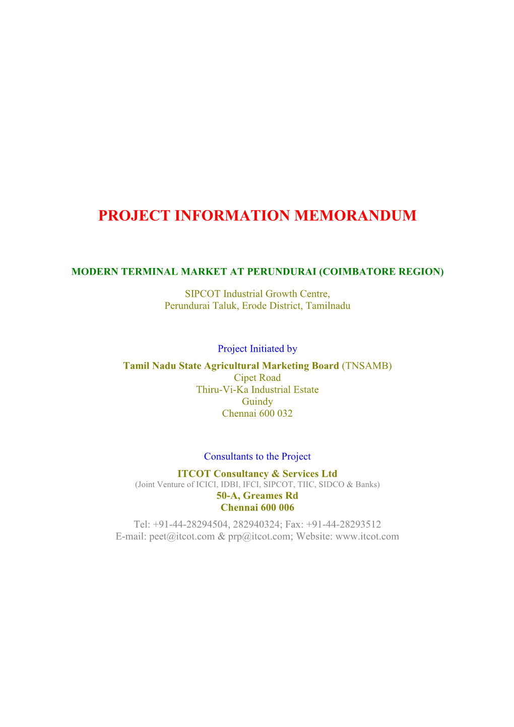 Project Information Memorandum