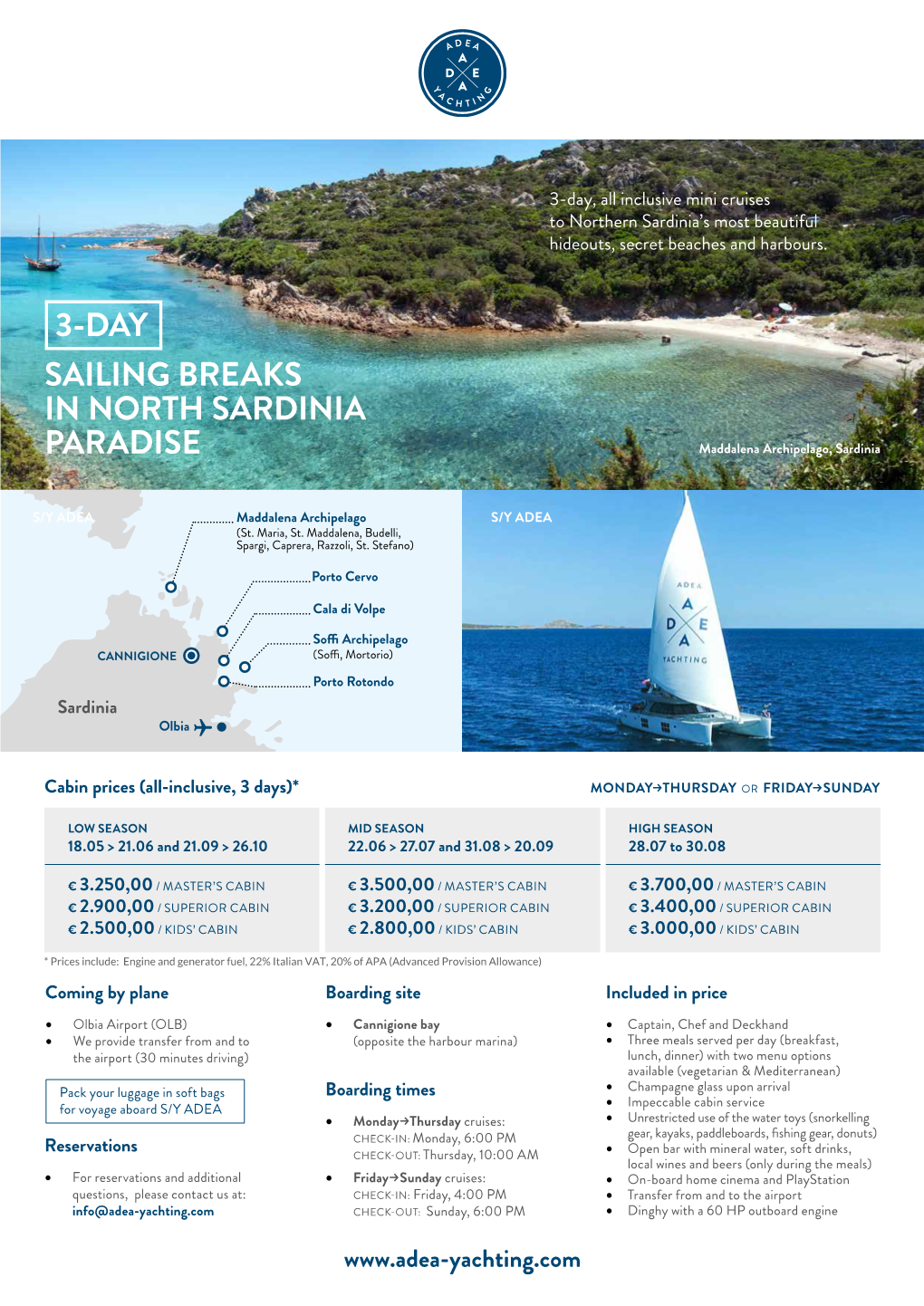 3-DAY SAILING BREAKS in NORTH SARDINIA PARADISE Maddalena Archipelago, Sardinia