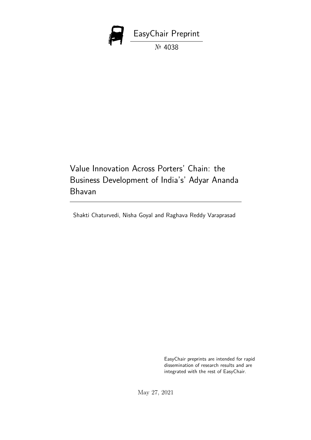 Value Innovation Across Porters' Chain: the Business Development