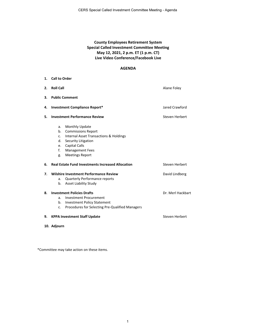 May 12 2021 CERS Investment Committee Meeting Materials.Pdf