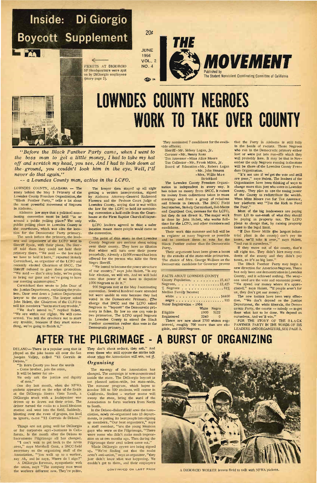 Lowndes County Negroes Work to Take Over County