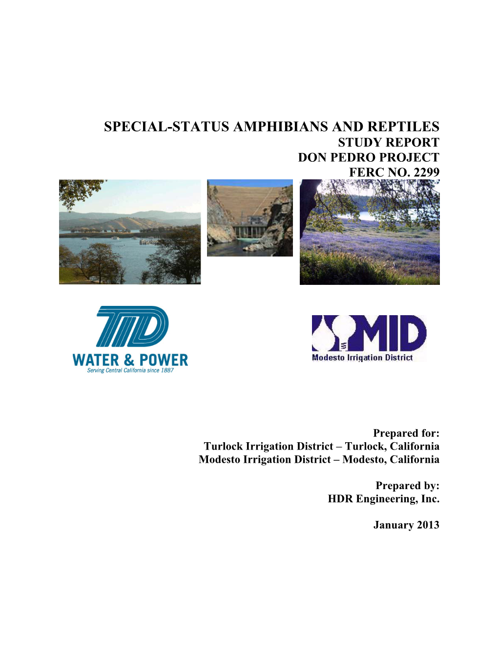 Special-Status Amphibians and Reptiles Study Report Don Pedro Project Ferc No