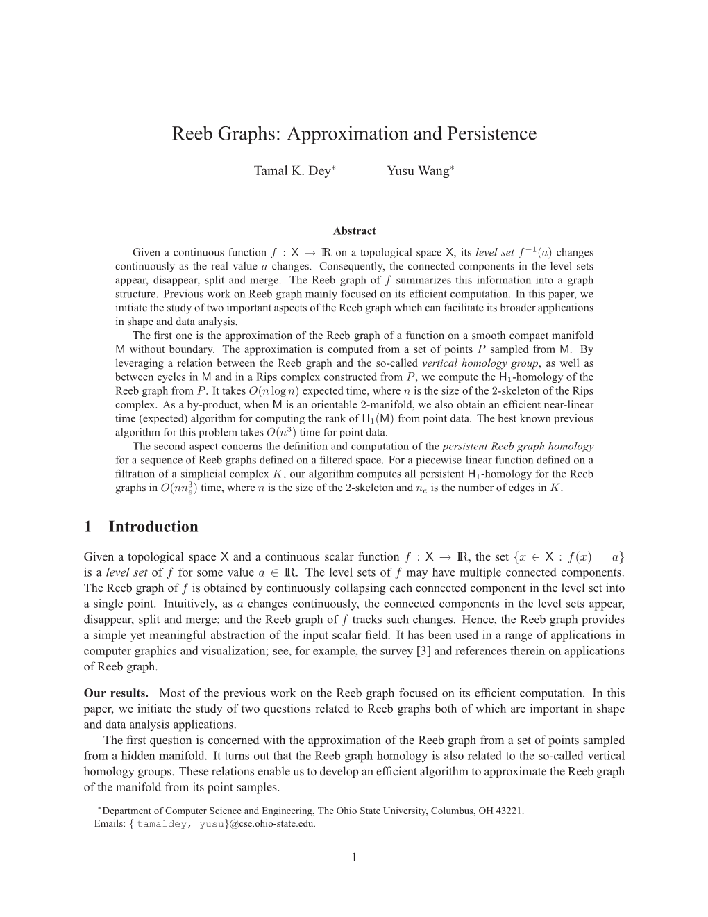Reeb Graphs: Approximation and Persistence