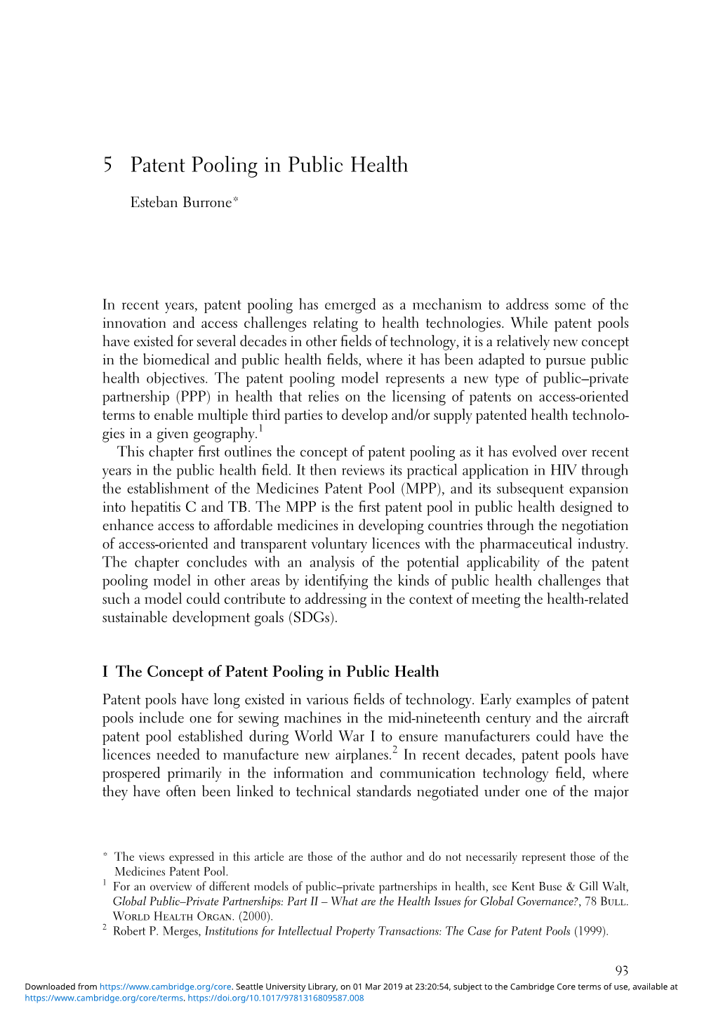 5 Patent Pooling in Public Health