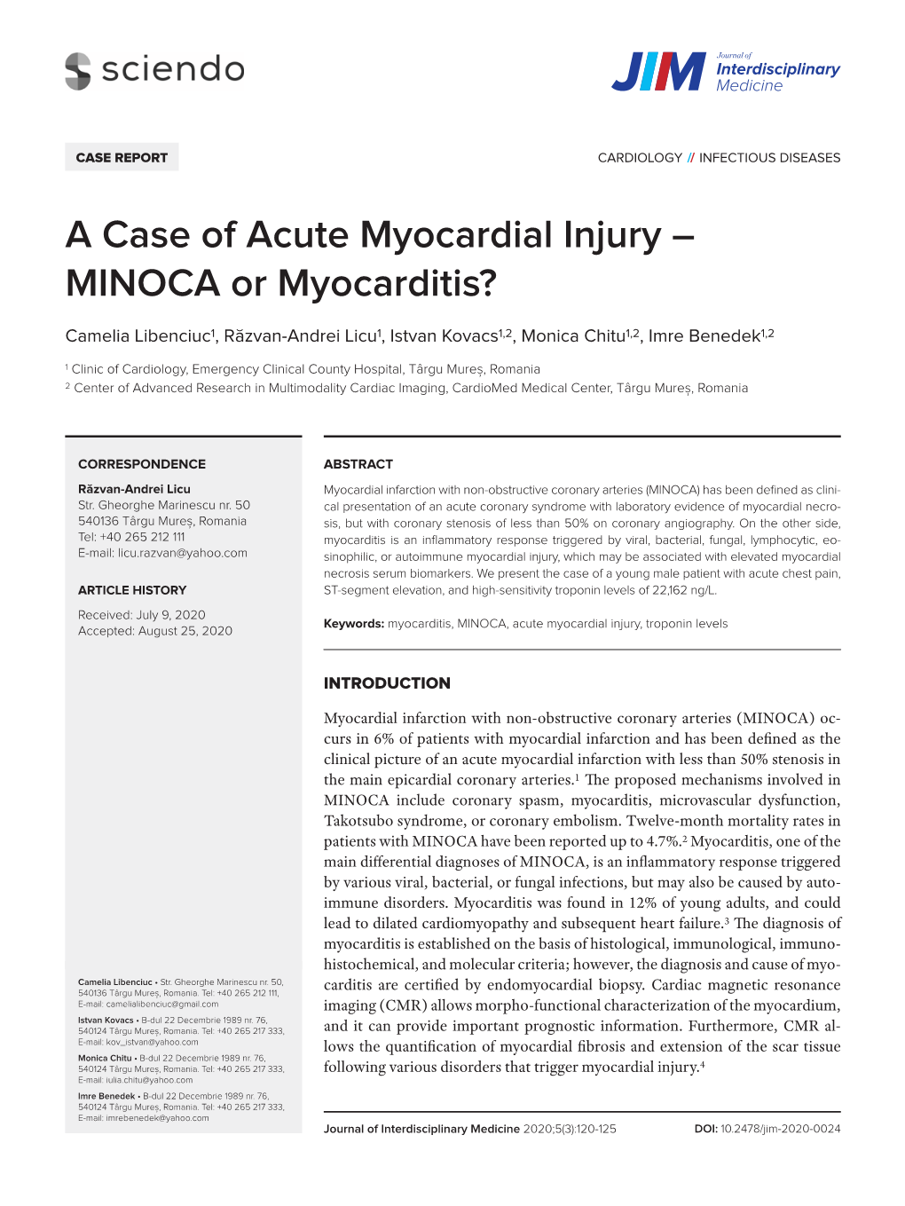 A Case of Acute Myocardial Injury – MINOCA Or Myocarditis?