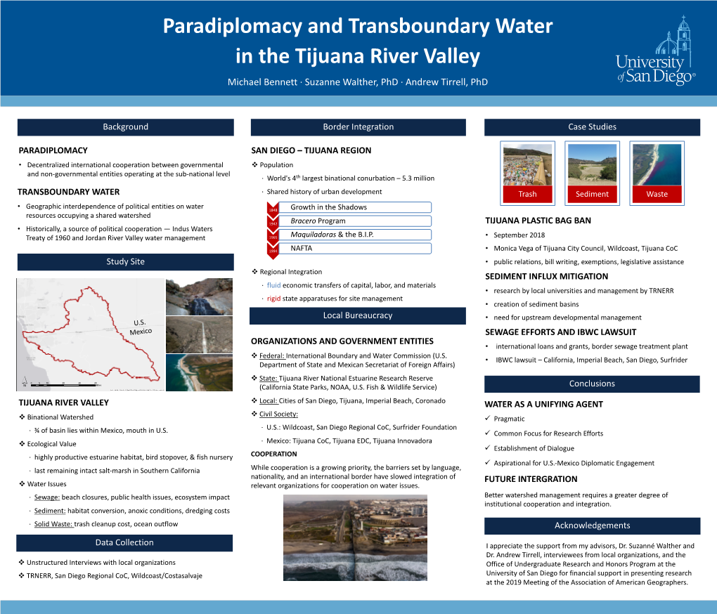 Paradiplomacy and Transboundary Water in the Tijuana River Valley