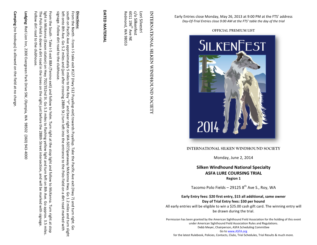 Silken Windhound National Specialty ASFA LURE COURSING TRIAL