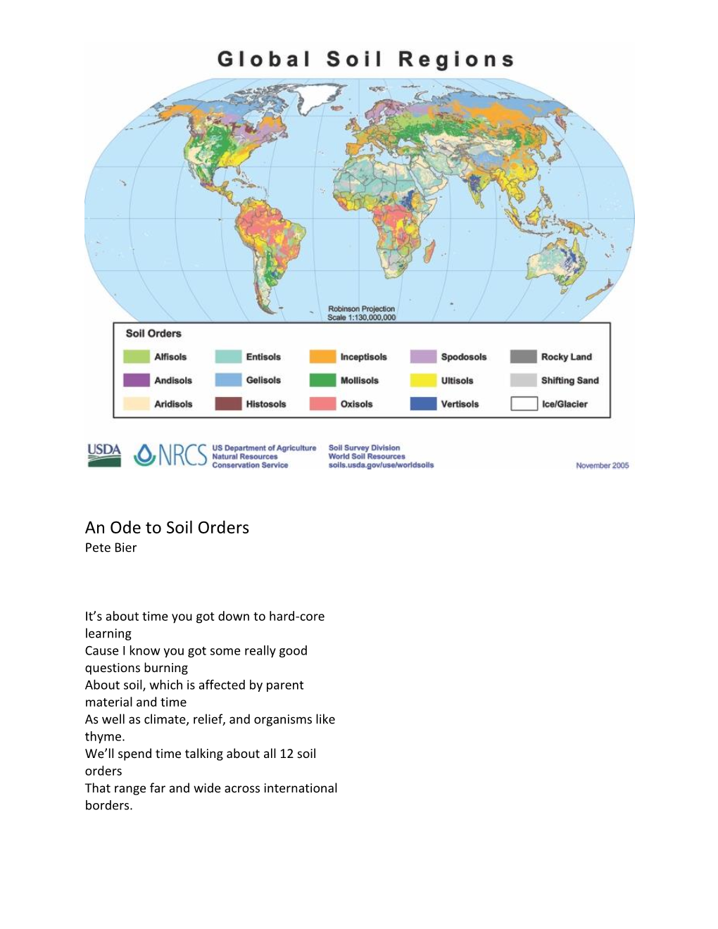 An Ode to Soil Orders Pete Bier