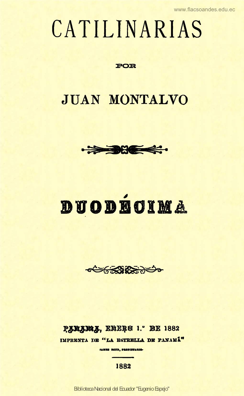 Biblioteca Nacional Del Ecuador "Eugenio Espejo" M DUODECIMA