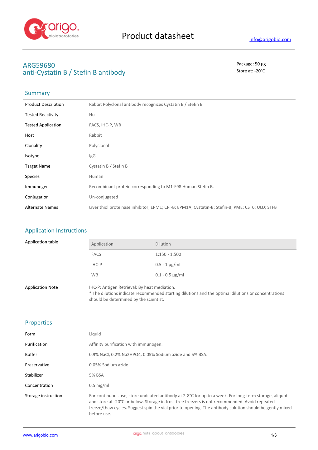 Anti-Cystatin B / Stefin B Antibody (ARG59680)