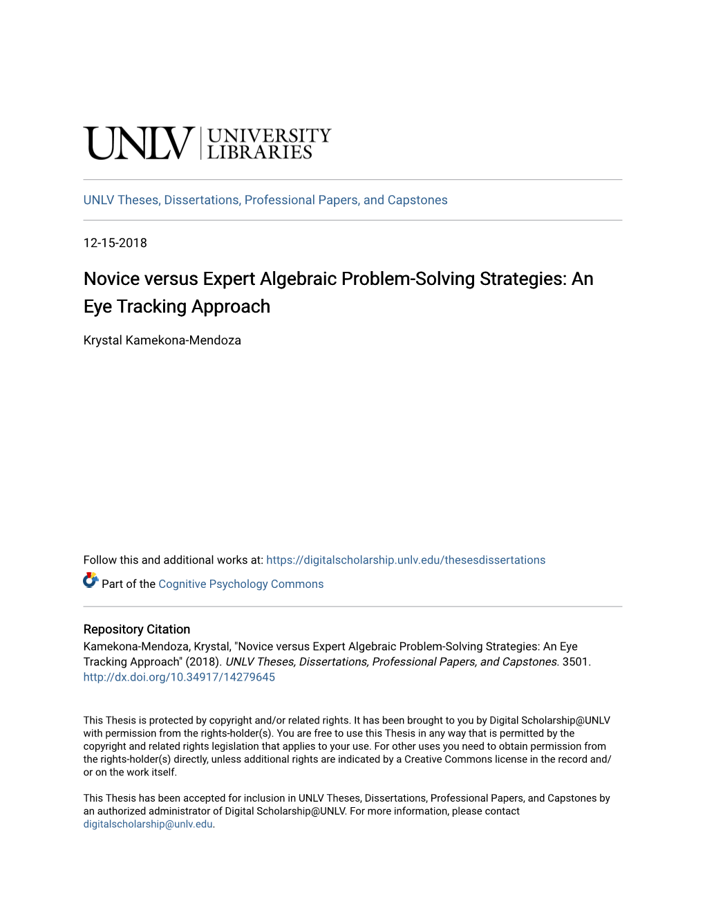 Novice Versus Expert Algebraic Problem-Solving Strategies: an Eye Tracking Approach