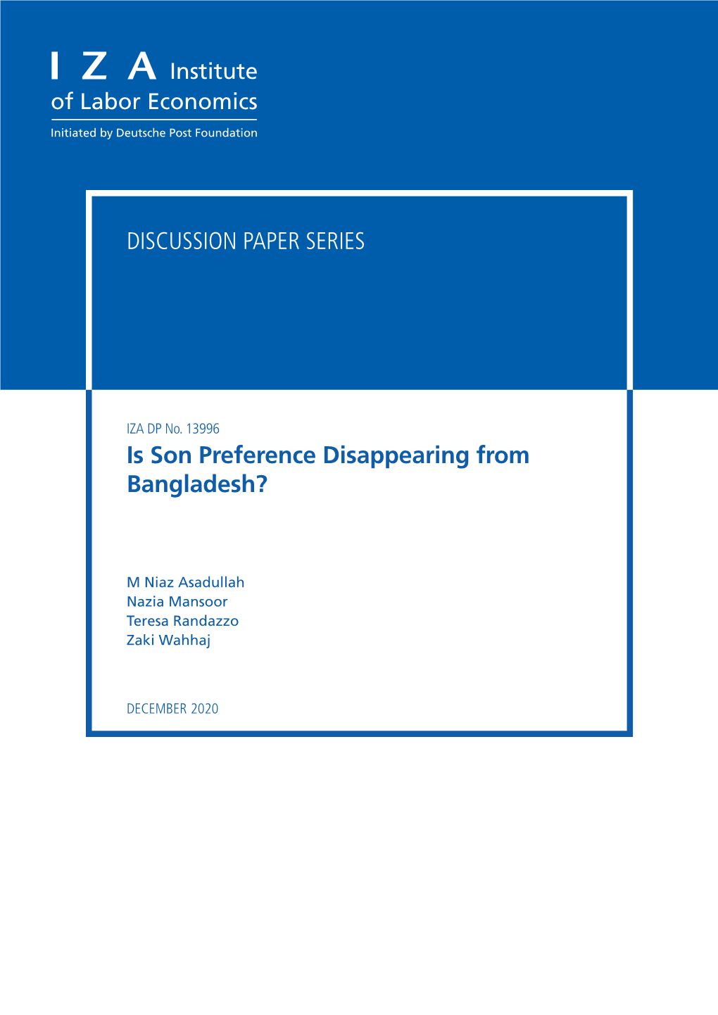 Is Son Preference Disappearing from Bangladesh?