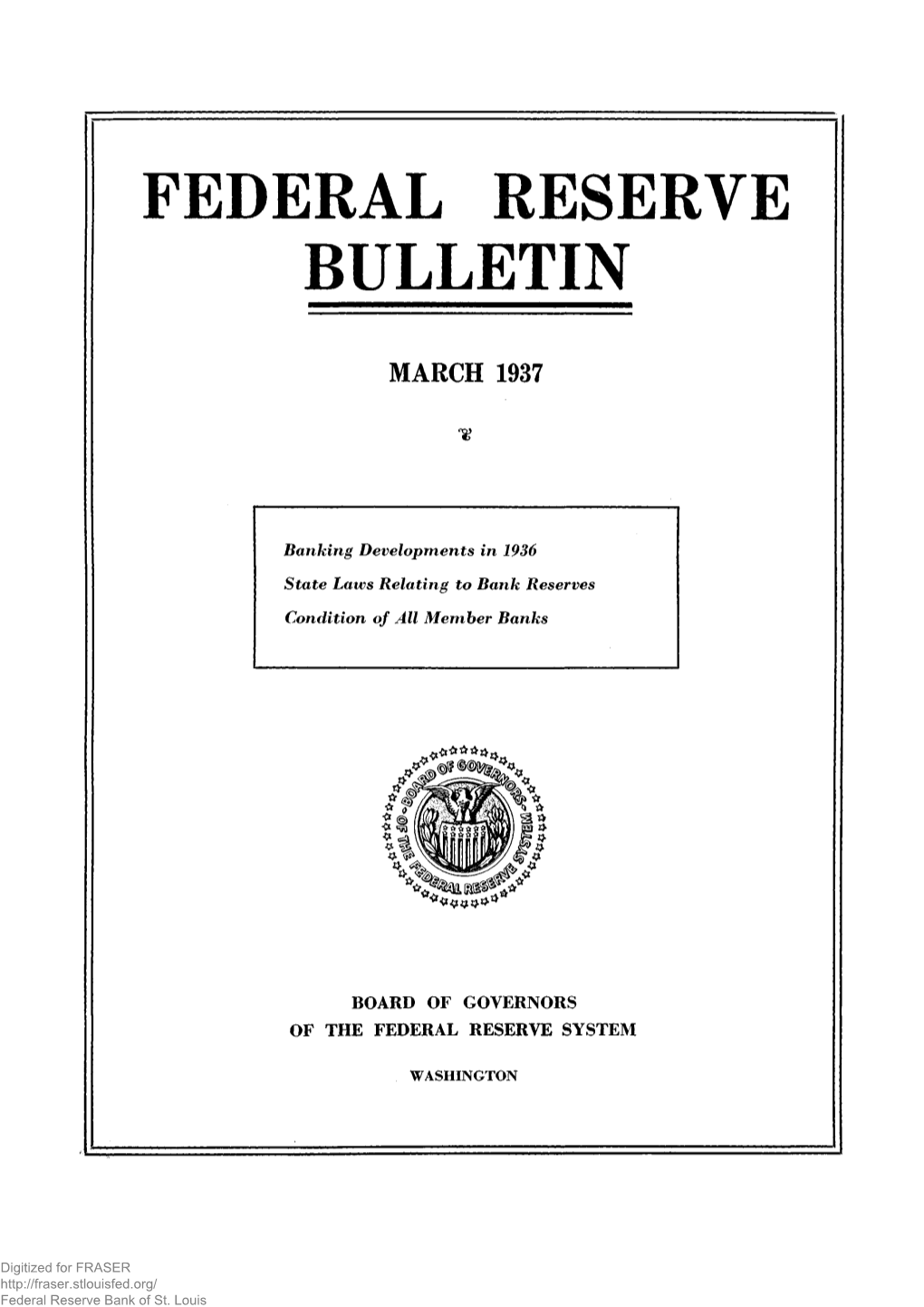 Federal Reserve Bulletin March 1937