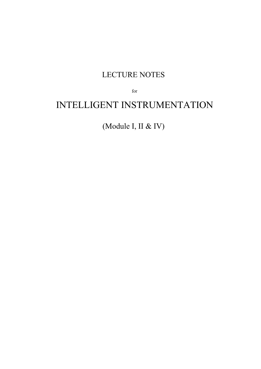 Intelligent Instrumentation