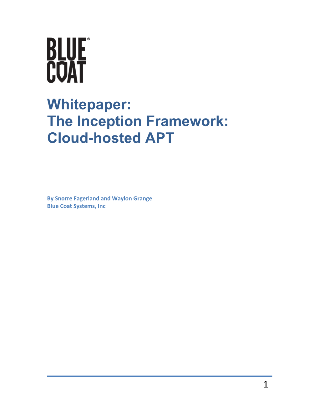 Whitepaper: the Inception Framework: Cloud-Hosted APT