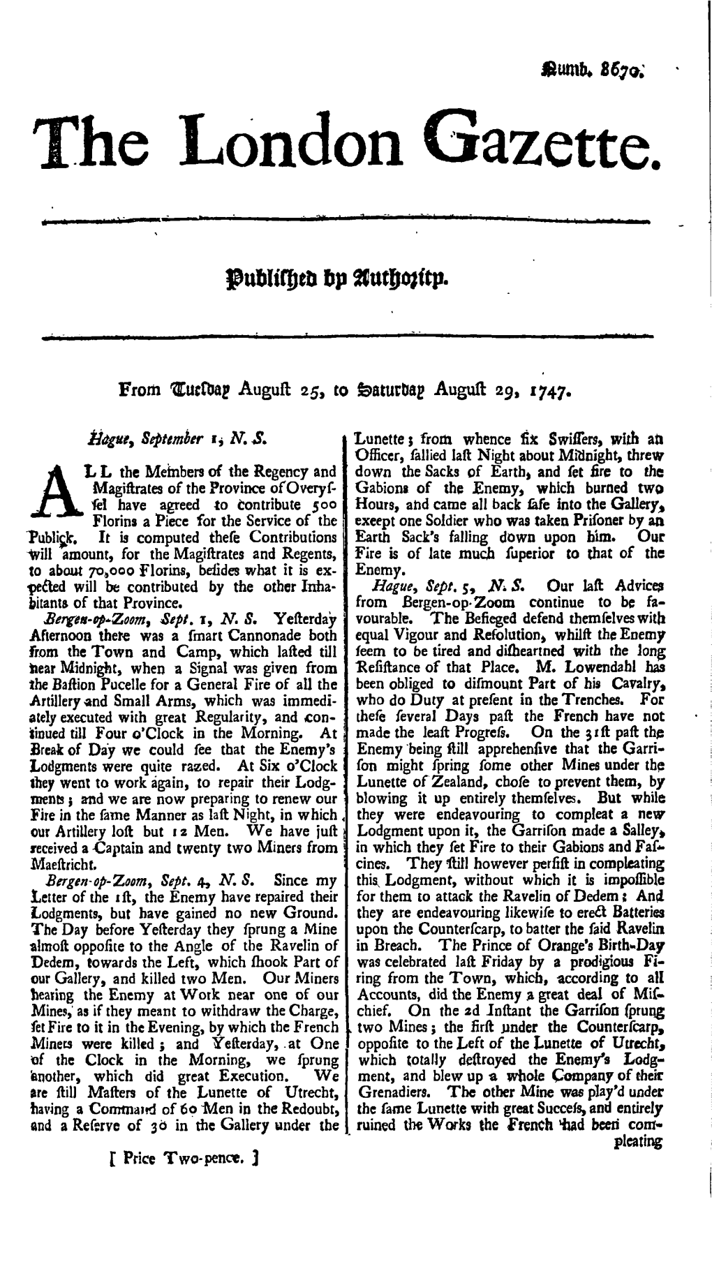 The London Gazette, Issue 8670