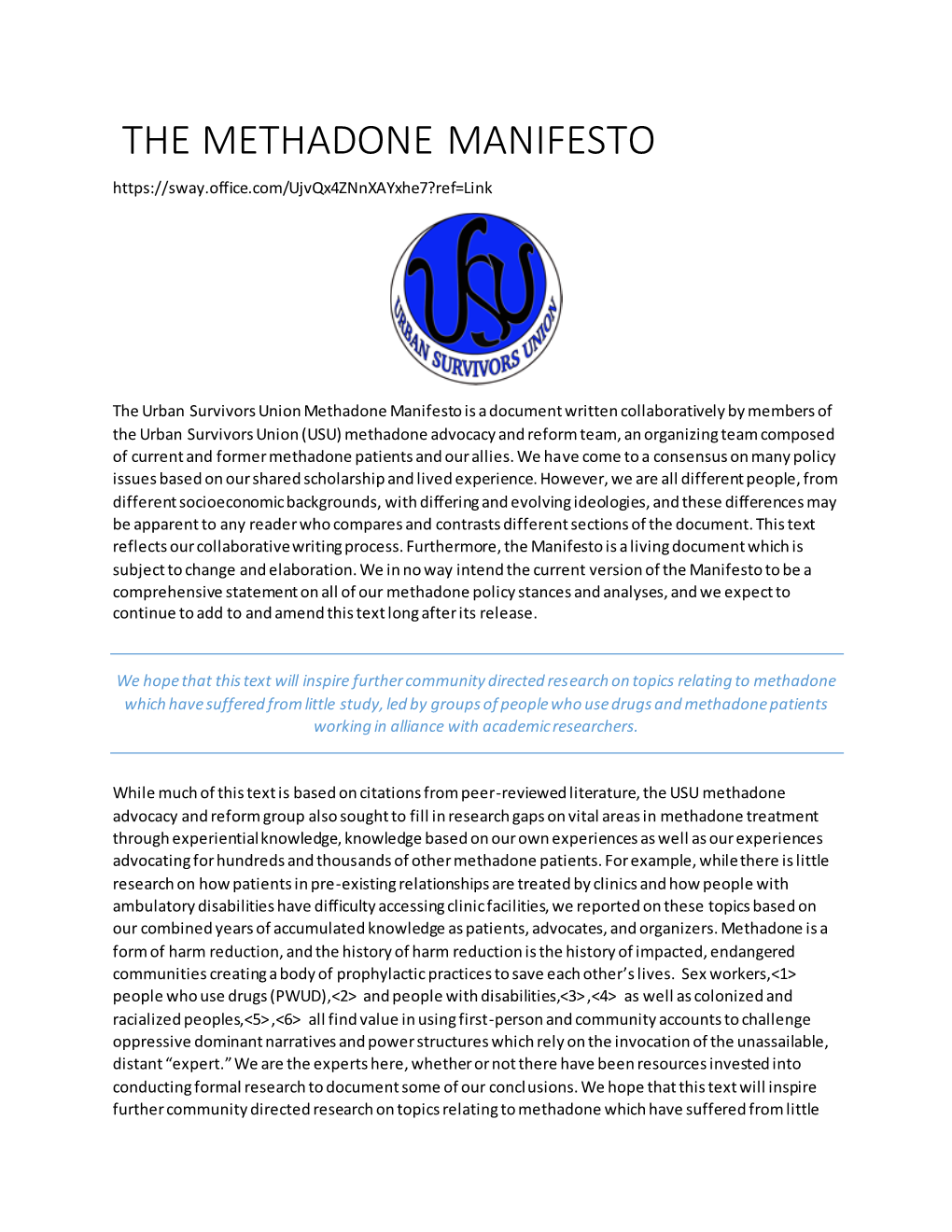 The Methadone Manifesto