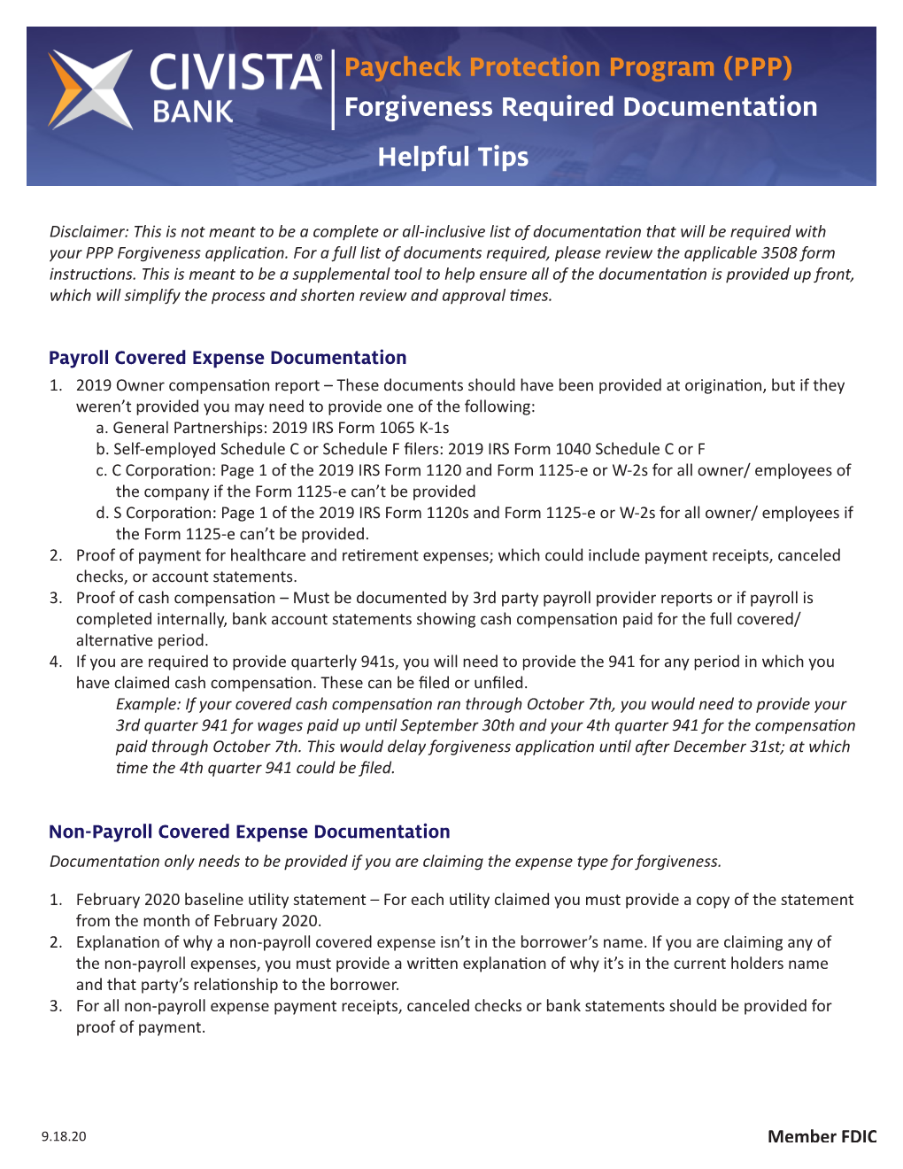 PPP) Forgiveness Required Documentation Helpful Tips