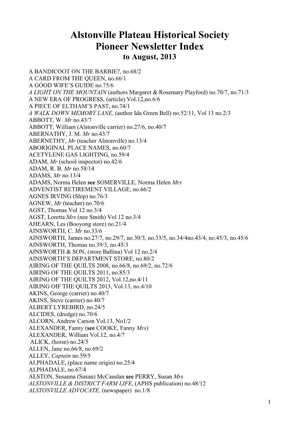 Pioneer Index